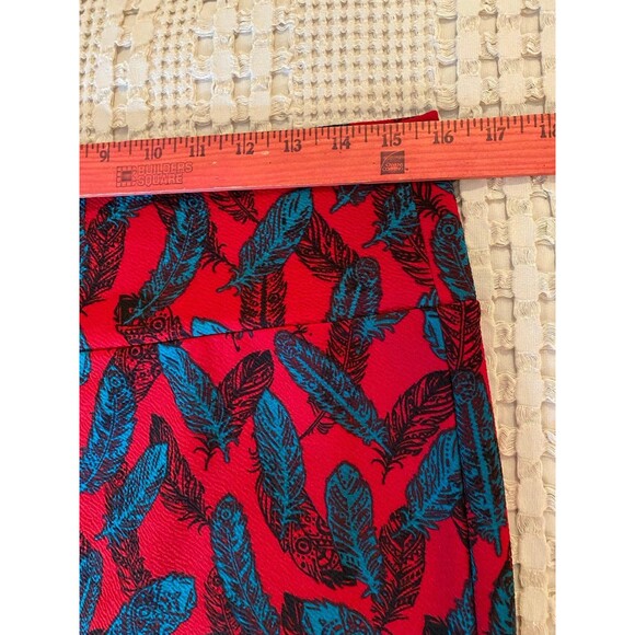 LulaRoe Red Green Pencil Stretch Mid Knee Skirt Size Large Stylish Comfortable - Picture 6 of 7